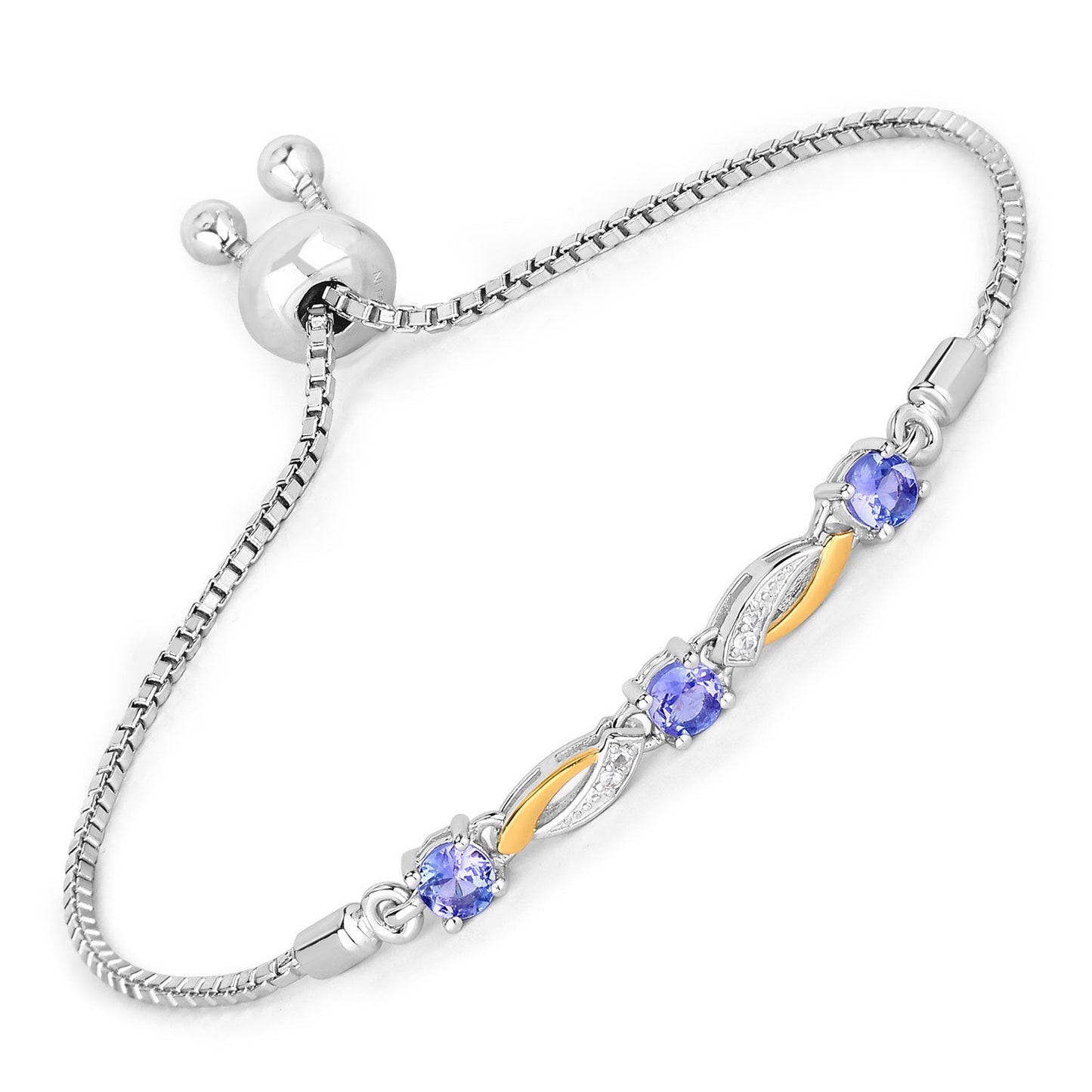 Bracelet en tanzanite véritable de 0,77 carat et saphirs blancs
