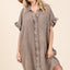 Mineral Wash Cotton Gauze Mini Shirt Dress for Women