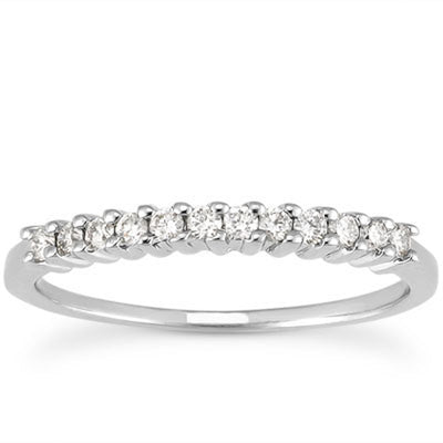14k White Gold Shared Prong Diamond Wedding Ring Band