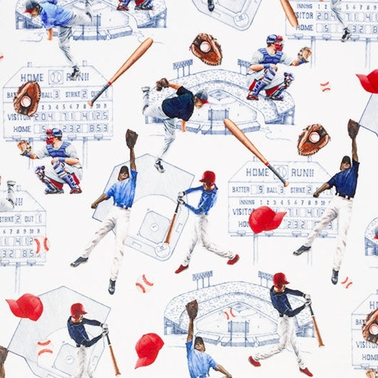 Tissu Digital Cuddle Navy Batter Up - 58" de large