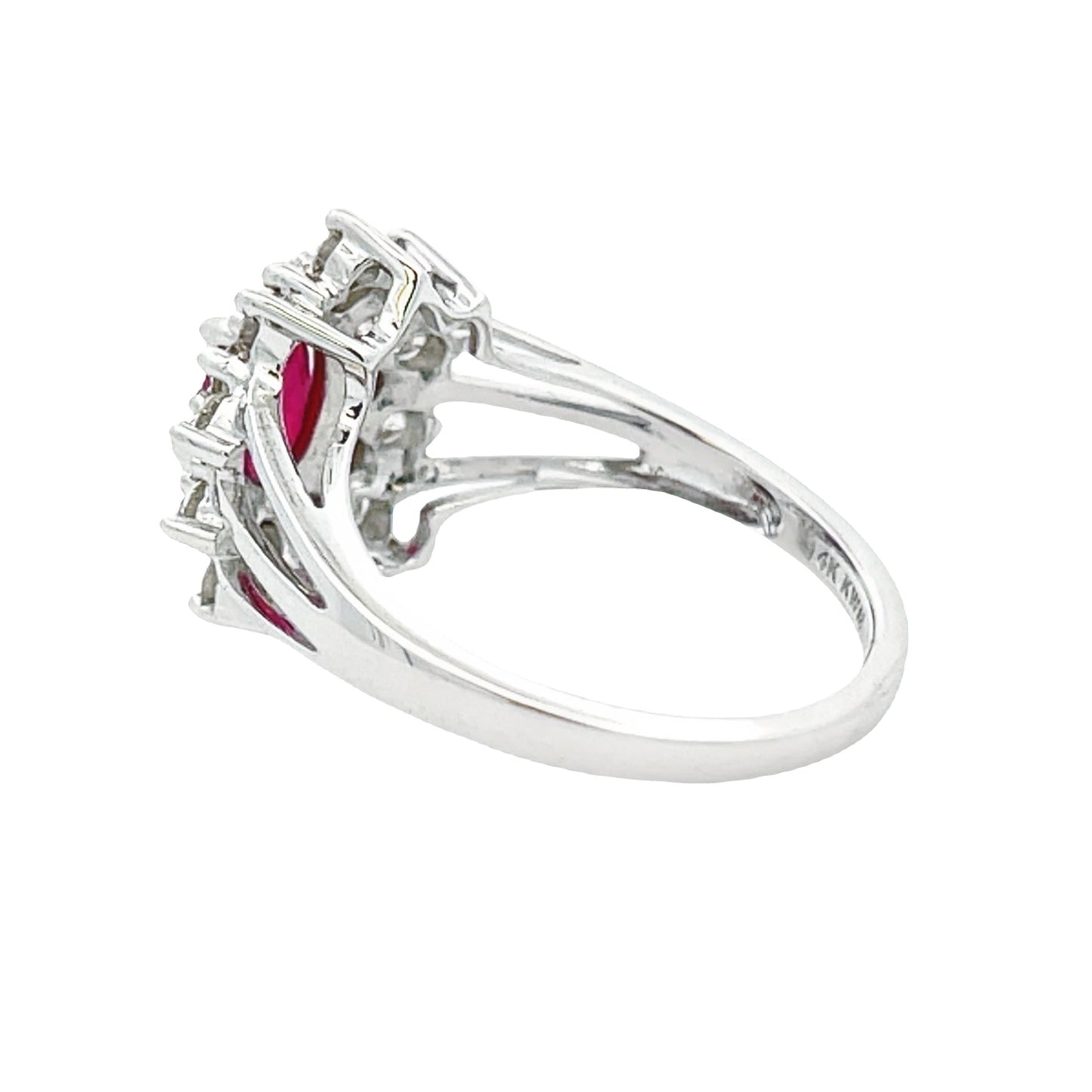 Anillo de Rubí y Diamante Natural de 1.65ct en Oro Blanco de 14KT