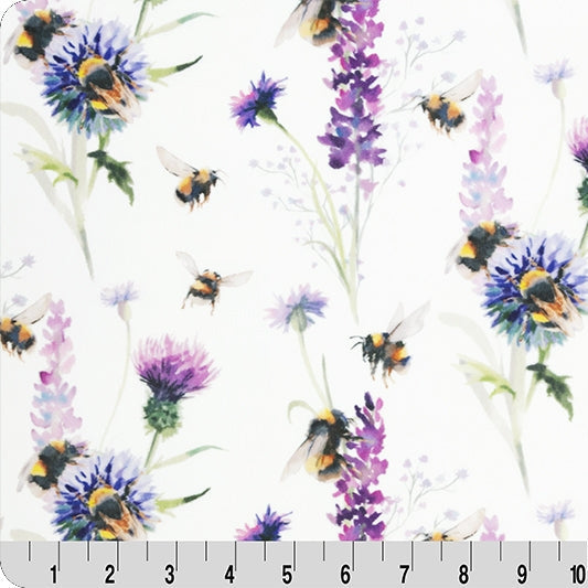 Tela Digital Cuddle Amethyst Bee Garden - 58"/60" por Yarda