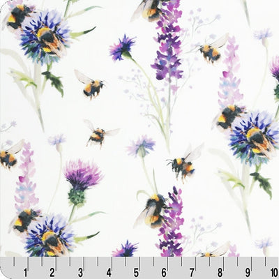 Digital Cuddle Amethyst Bee Garden Fabric - 58"/60" per Yard
