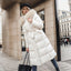 Winter Slim Long Jacket with Fur Hood for Women