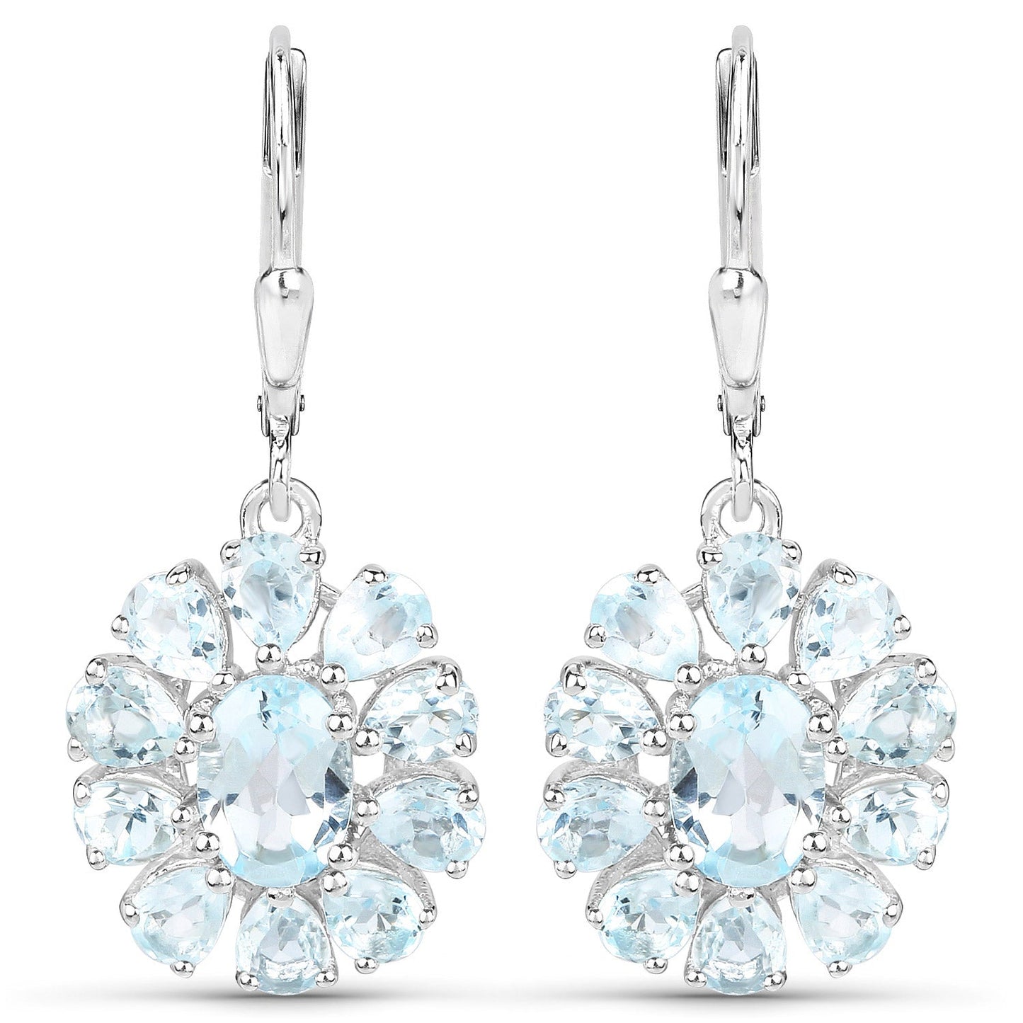 Ensemble de bijoux en argent sterling avec topaze bleue et blanche de 14,02 carats