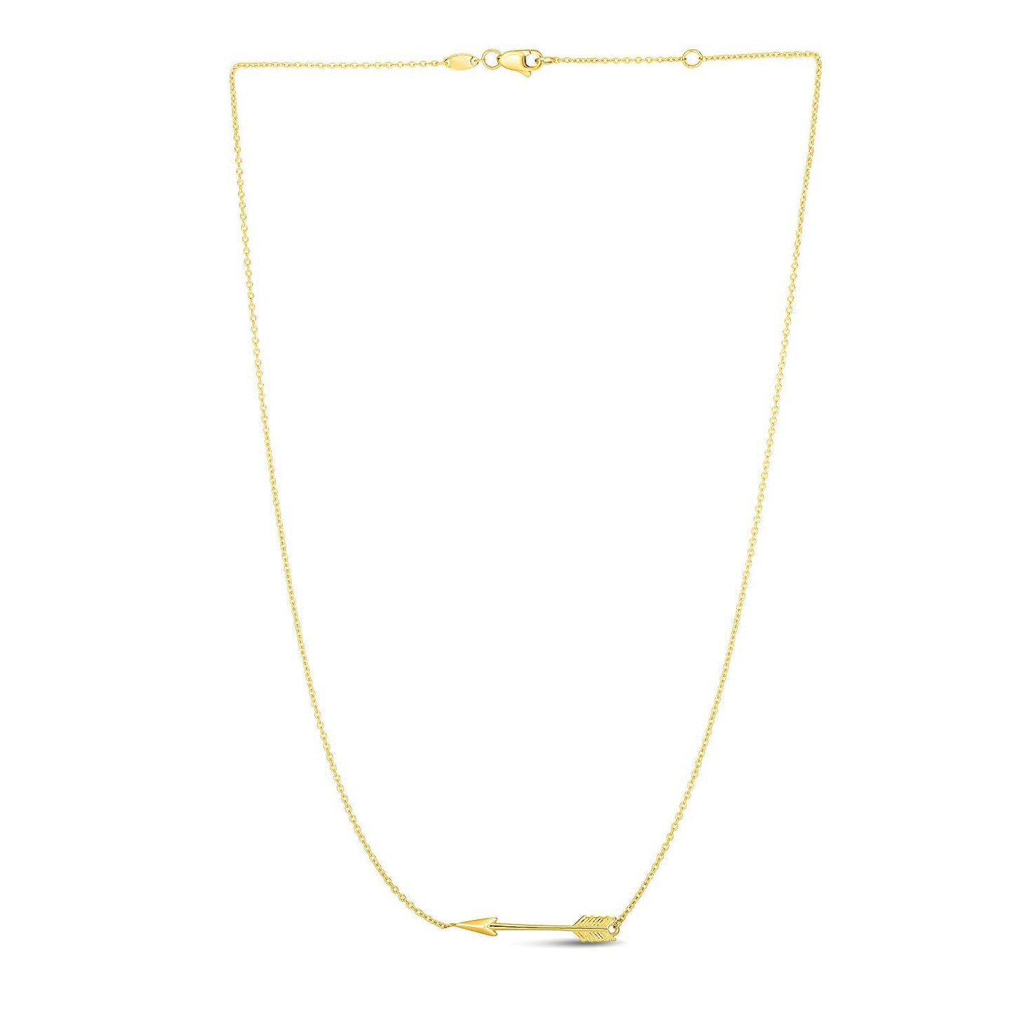 Collier en chaîne en or jaune 14 carats avec pendentif flèche horizontal
