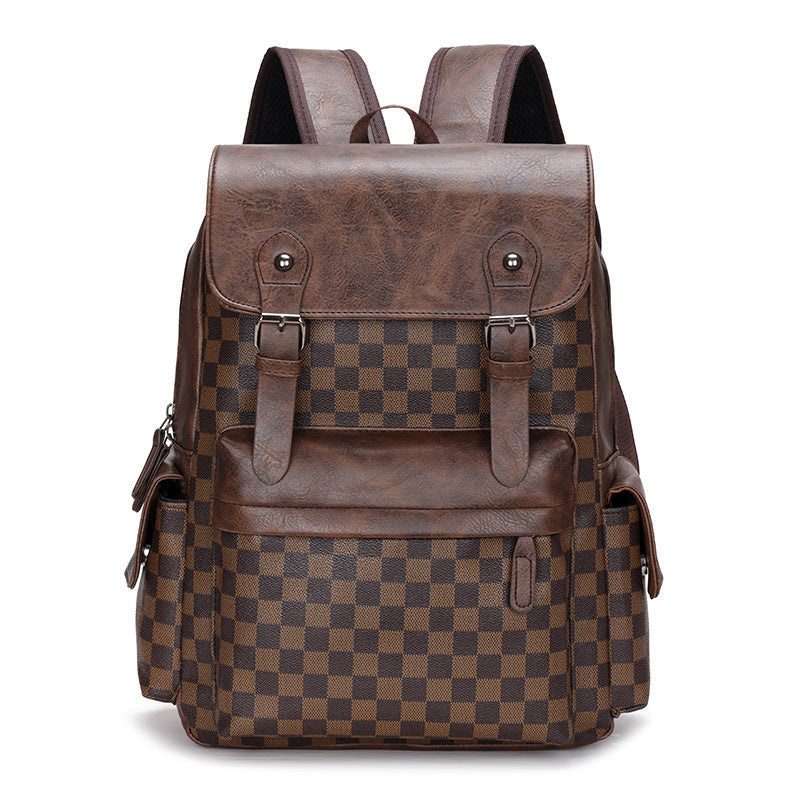 Large Capacity Plaid Laptop Backpack for Travel
