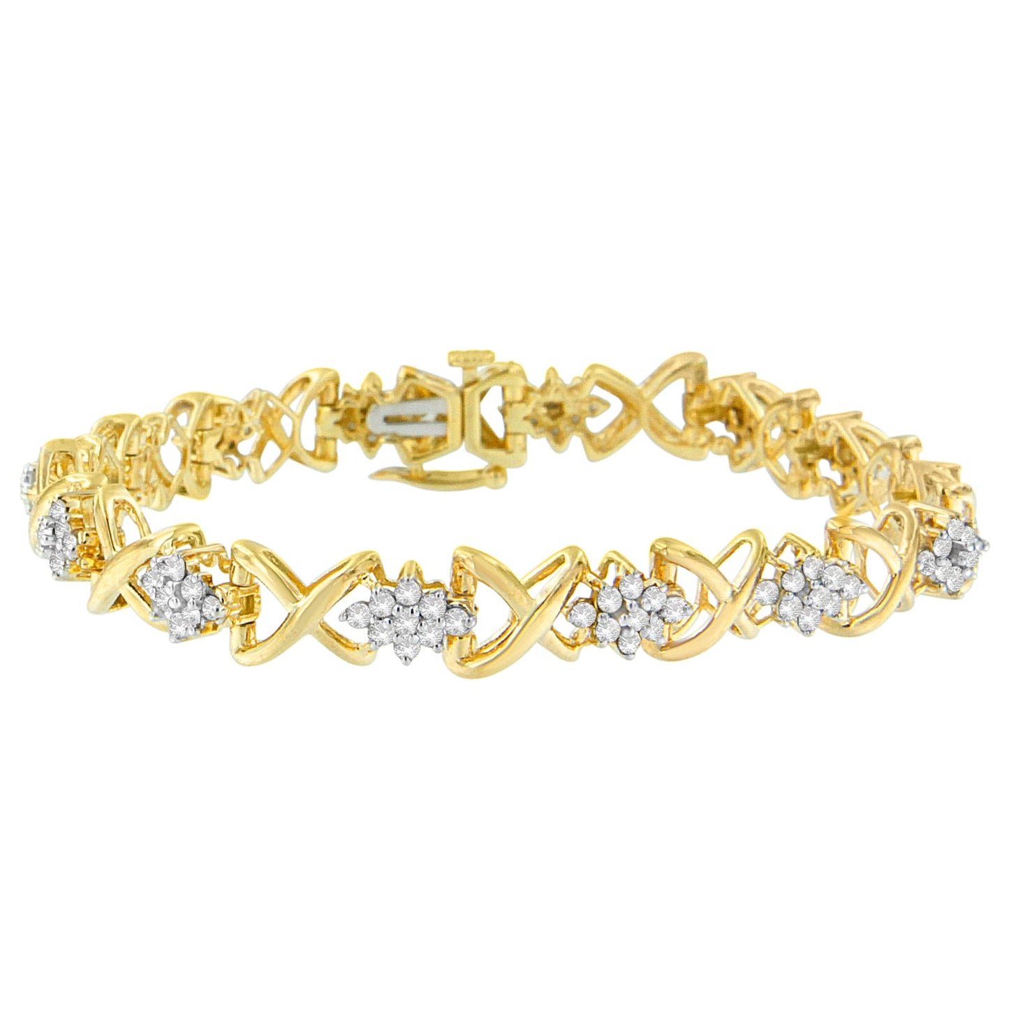 10k Yellow Gold Plated Sterling Silver Diamond Link Bracelet