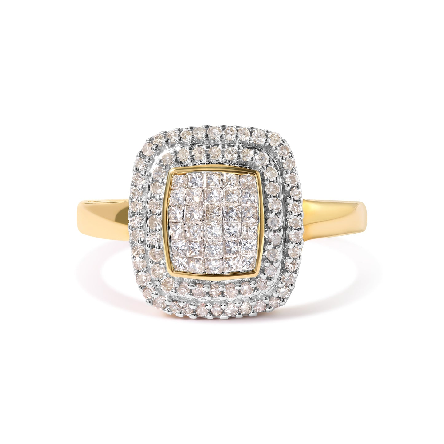 Anillo Halo de Diamantes Compuesto de Oro Amarillo de 10K - Talla 7