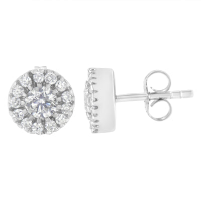 Pendientes de aro con diamantes en oro blanco de 14k