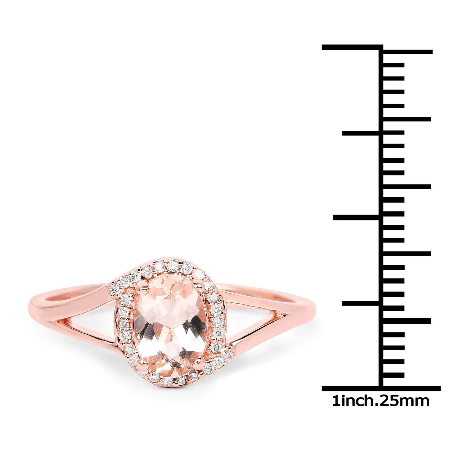 0.78 Carat Morganite and Diamond 14K Rose Gold Engagement Ring