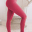 Rose Red Cut-out Skinny High Waist Leggings - Korvel
