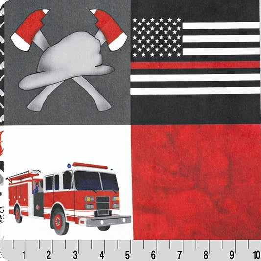 Digital Cuddle Scarlet Firefighter Fabric - 58"/60" per Yard