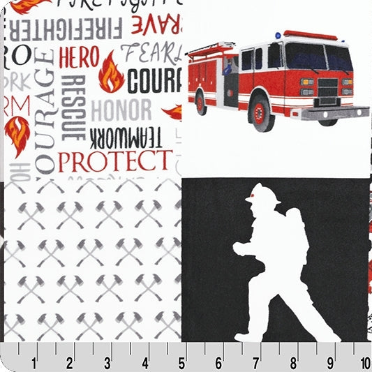 Digital Cuddle Scarlet Firefighter Fabric - 58"/60" per Yard