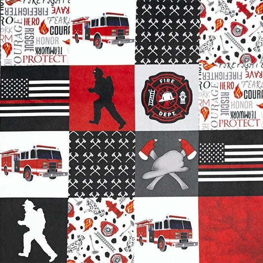 Digital Cuddle Scarlet Firefighter Fabric - 58"/60" per Yard