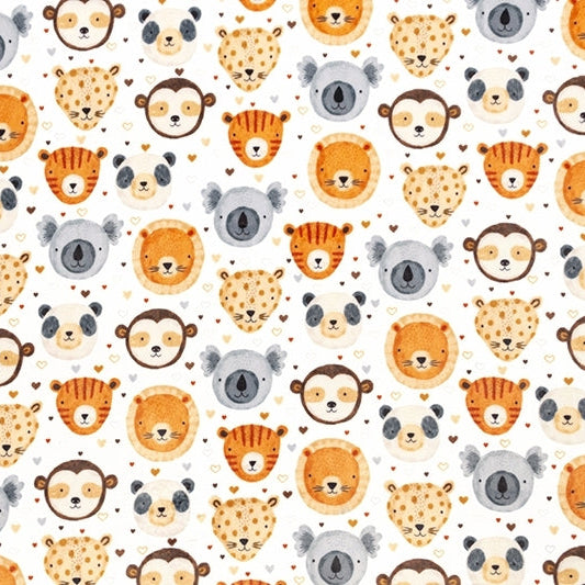 Digital Cuddle Natural Heads Up Fabric - 58" - 60" per yard