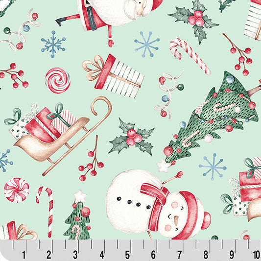 Tela Digital Cuddle Juniper Jolly Santa - 58" a 60" por Yarda