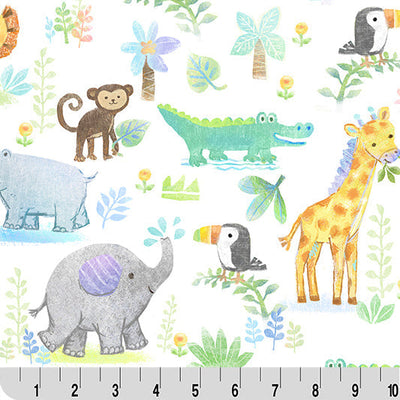 Digital Cuddle Multi Jungle Joy Fabric - Soft Plush Minky