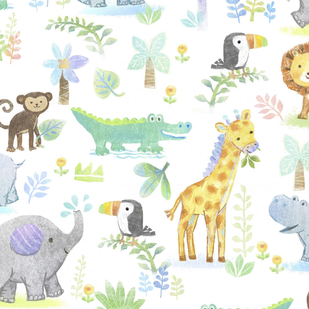 Digital Cuddle Multi Jungle Joy Fabric - Soft Plush Minky