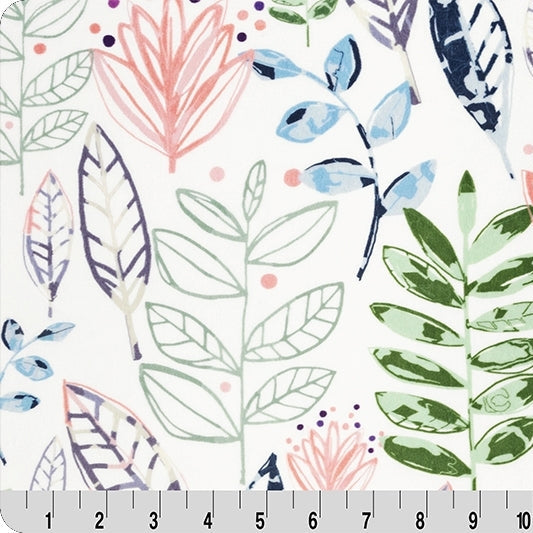 Tela Digital Cuddle Blossom Modern Leaf - 58"/60" por Yarda