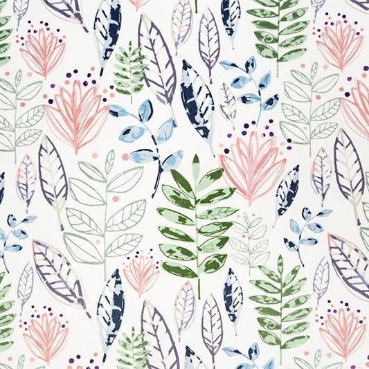 Tela Digital Cuddle Blossom Modern Leaf - 58"/60" por Yarda
