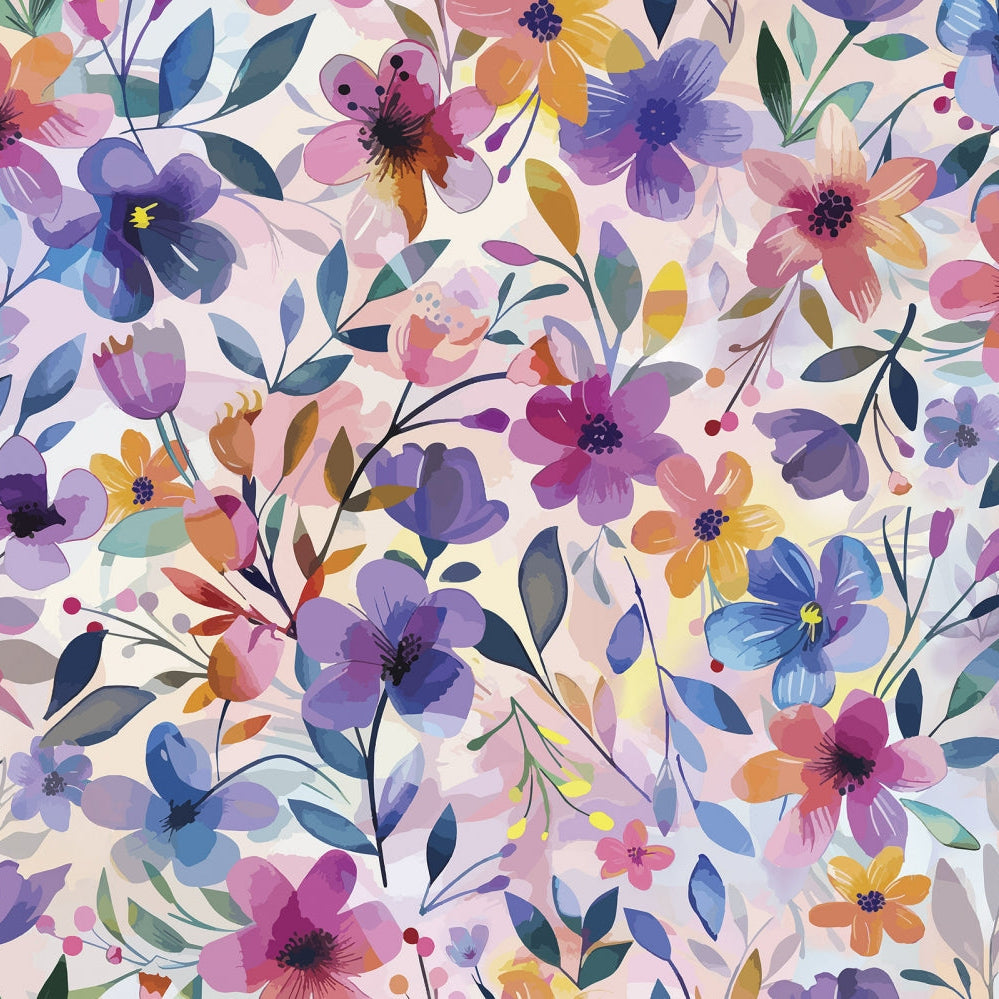 Tela Digital Cuddle Multi Painted Petals - 58" de ancho