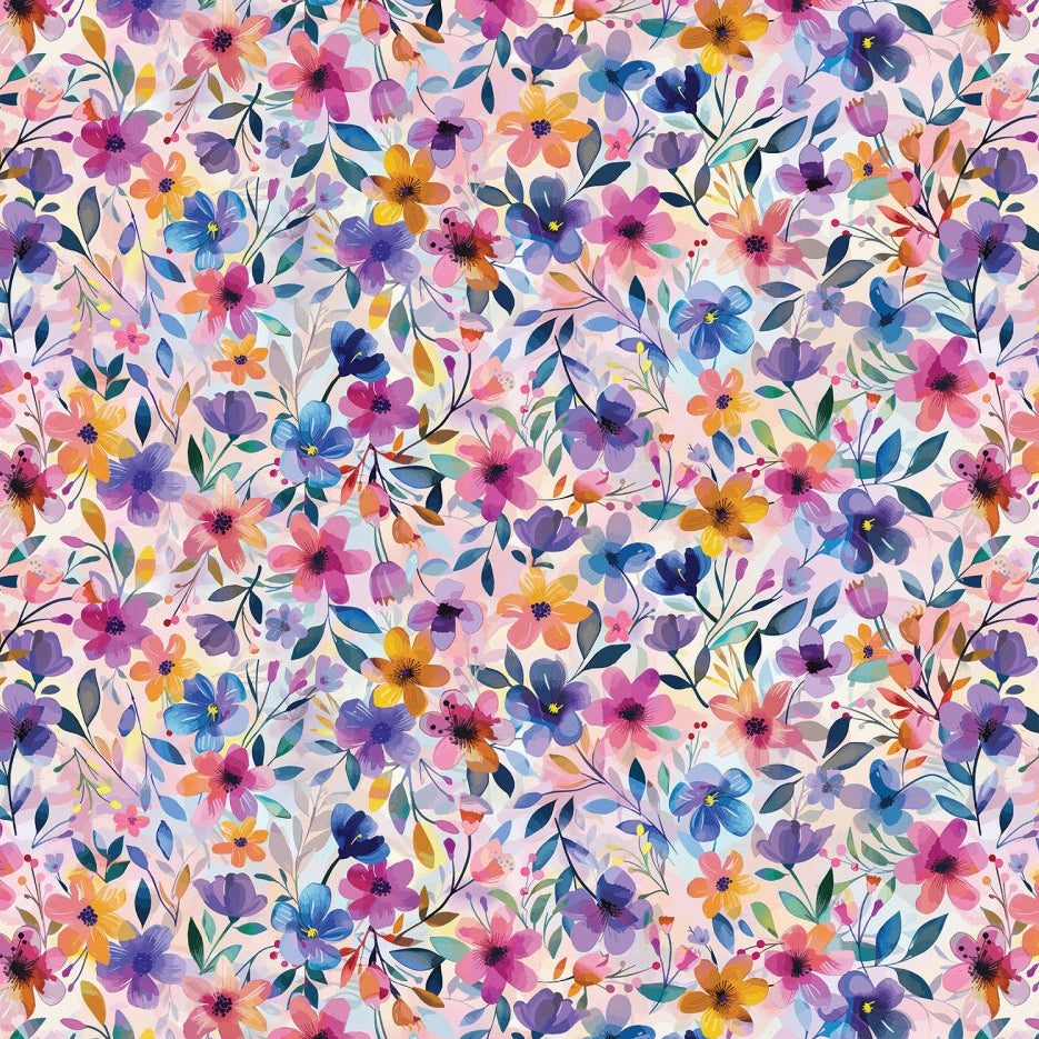 Tela Digital Cuddle Multi Painted Petals - 58" de ancho