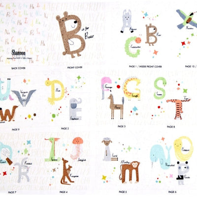 Digital Cuddle Panel Multi B Is For Bear Fabric - 58" - 60" per yard