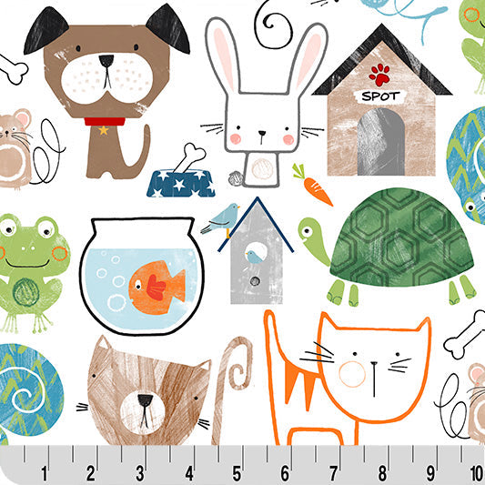 Tissu Digital Cuddle Multi Pet Shop - 58" à 60" par yard