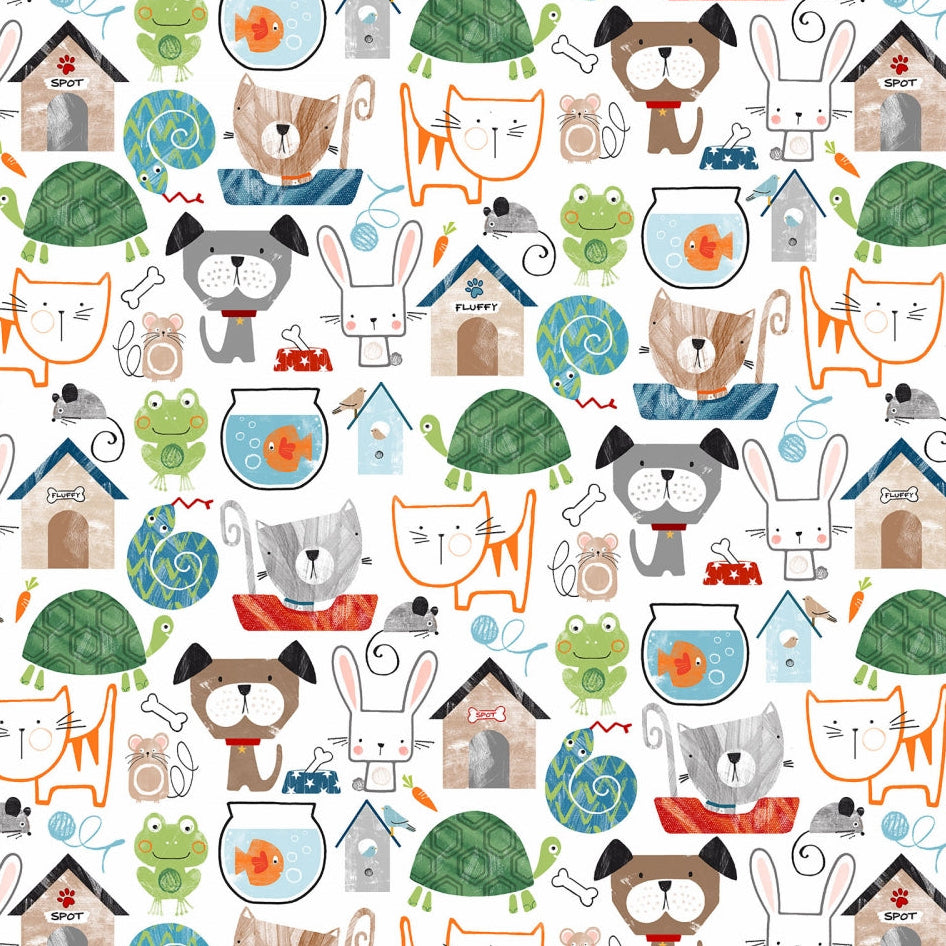 Tissu Digital Cuddle Multi Pet Shop - 58" à 60" par yard