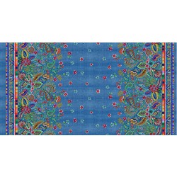Tissu en coton denim avec bordure brodée Ethernal - 44"/45" par yard