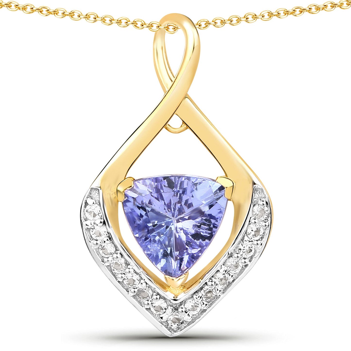 0.96 Carat Genuine Tanzanite and White Topaz Pendant in Sterling Silver