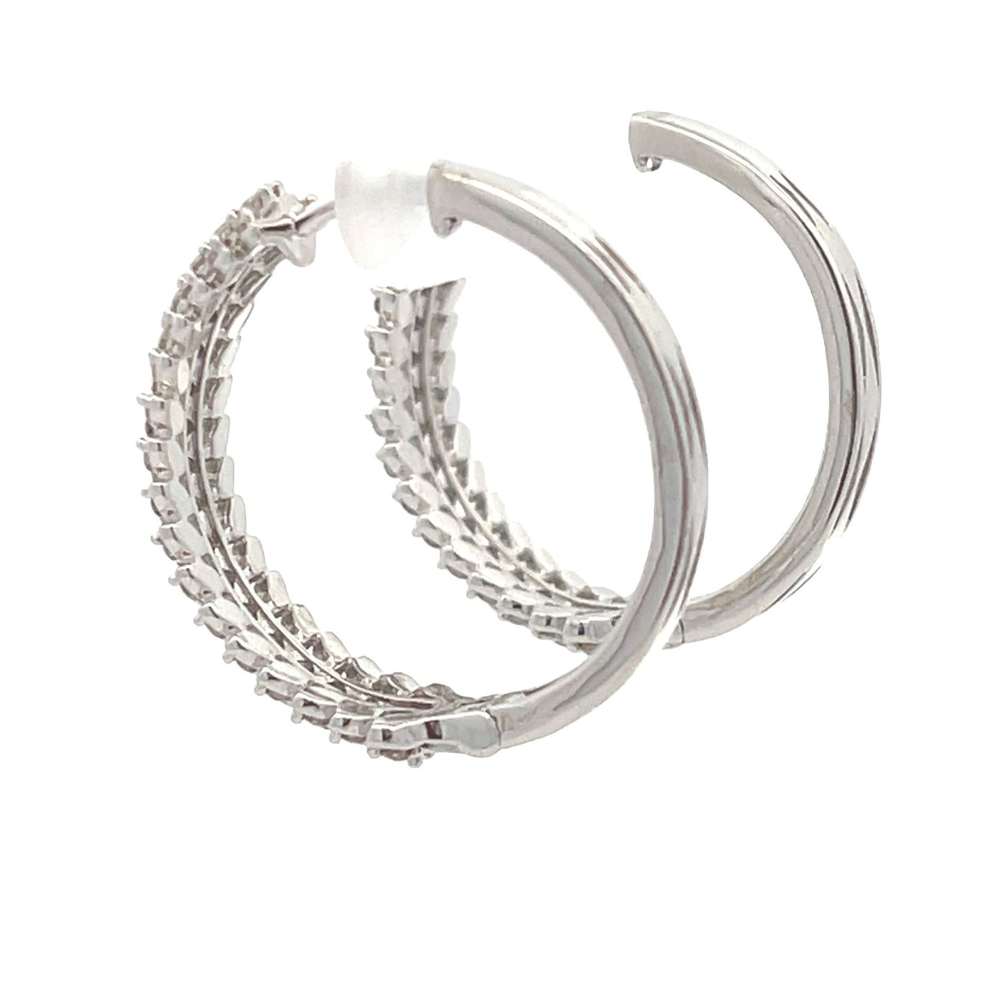 Natural 1.02ct Diamond Hoop Earrings in 10KT White Gold