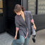 Blazer de Color Block en Parchwork Gris de Moda