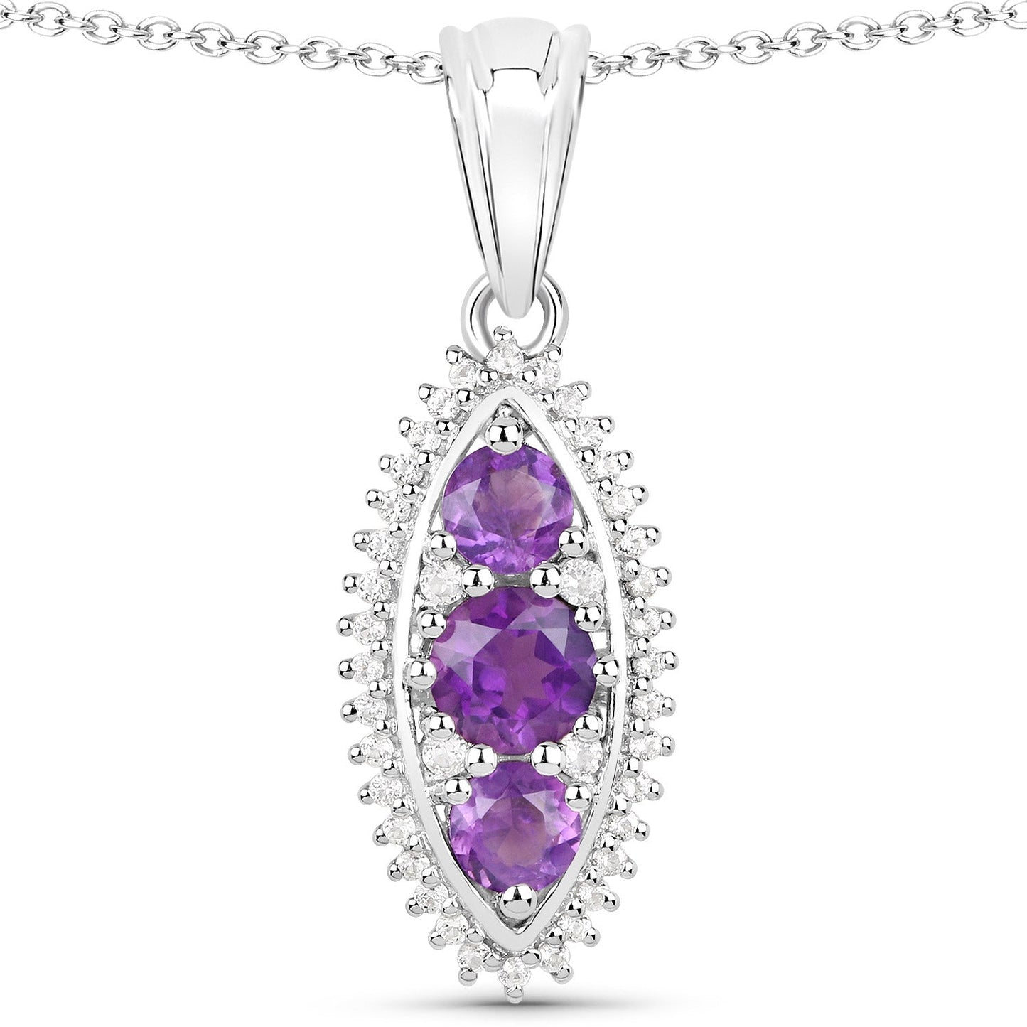 Ensemble de bijoux en améthyste véritable et topaze blanche de 3,60 carats en argent sterling
