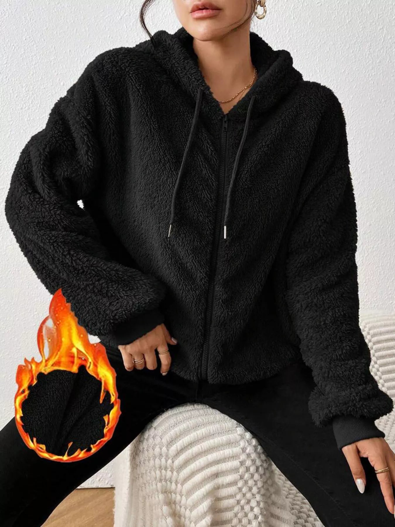Veste à capuche en peluche zippée