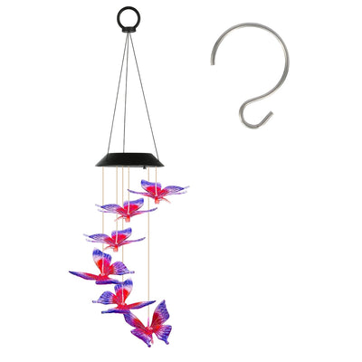 Solar Butterfly Wind Chime - Color Changing Outdoor Decor