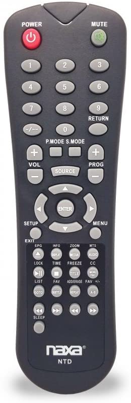 NAXA Original Replacement Remote Control for Naxa NT and NTD Model 12 Volt TVs and TV/DVD Combo Players - Korvel
