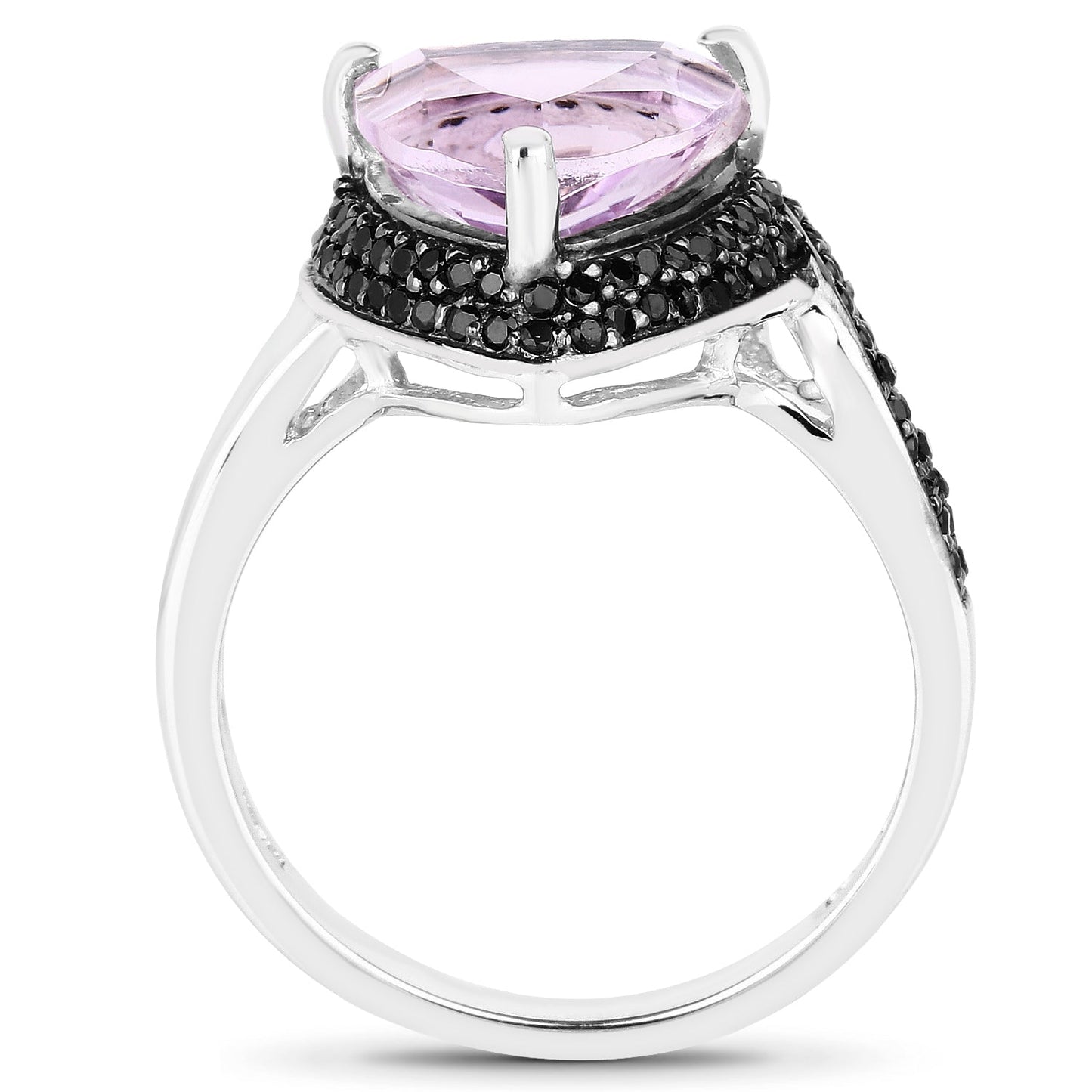 3.53 Carat Pink Amethyst & Black Spinel Sterling Silver Ring
