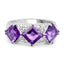 3.09 Carat Genuine Amethyst & White Topaz Sterling Silver Ring