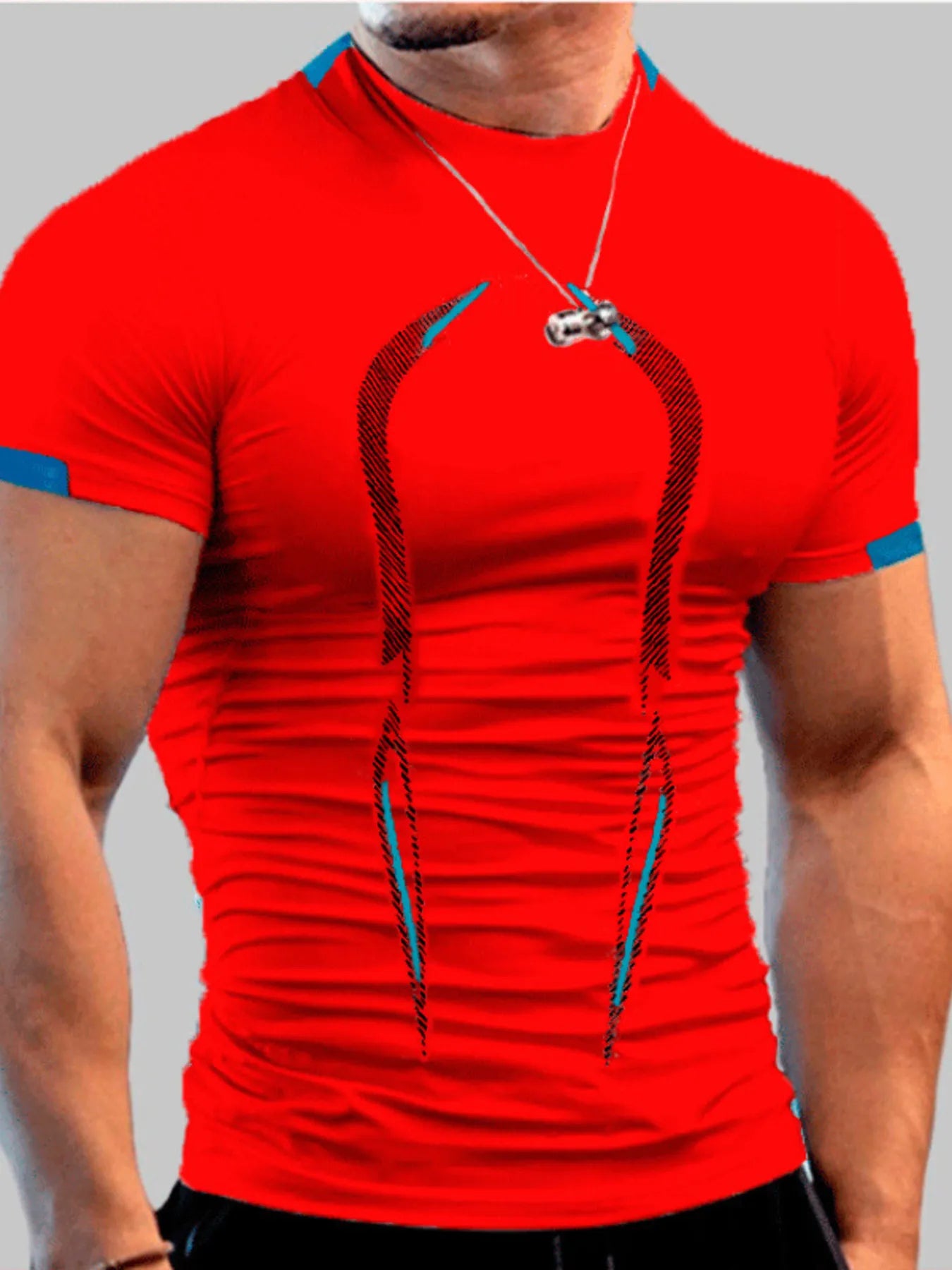Camiseta Activa de Cuello Mock de Talla Grande para Hombre