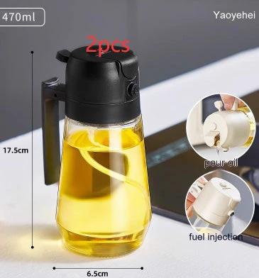 Distributeur de vaporisateur d'huile d'olive 470ML - Bouteille en verre 2-en-1 pour la cuisine