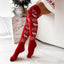 Chaussettes de Noël MANDOTOS avec Élan et Flocon de Neige au-dessus du Genou pour Femmes