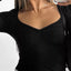 Long Sleeve Sweetheart Neck Crop T-Shirt