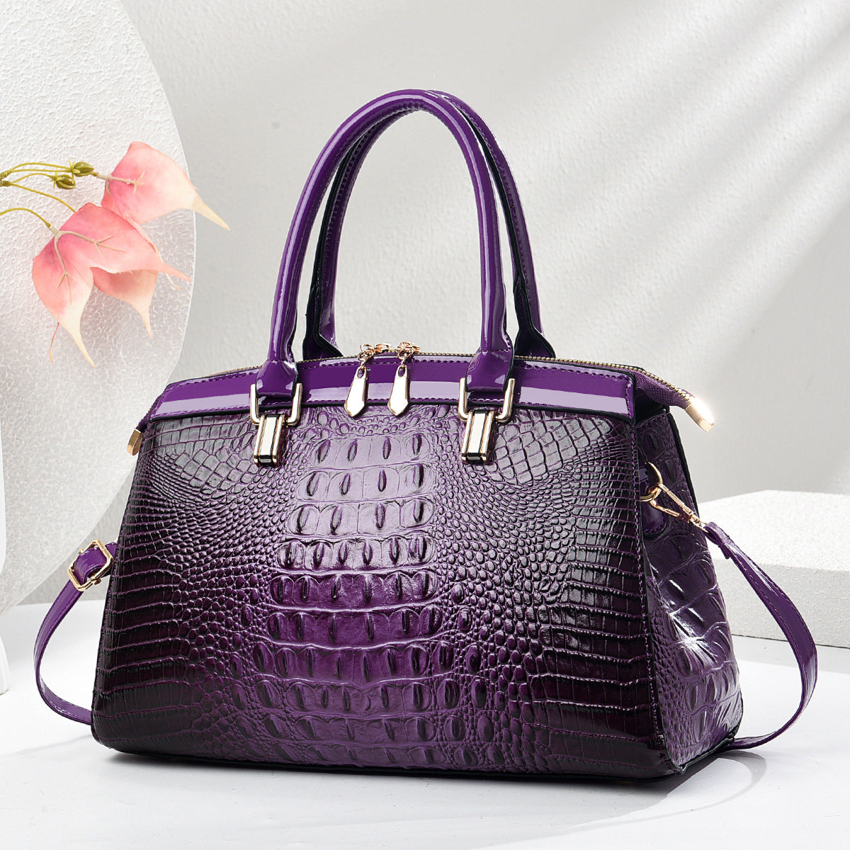 Elegant Patent Leather Large-Capacity Satchel Handbag