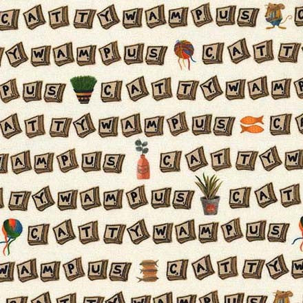 Tissu en coton Cream Cattywampus Purrsuit of Coffeeness