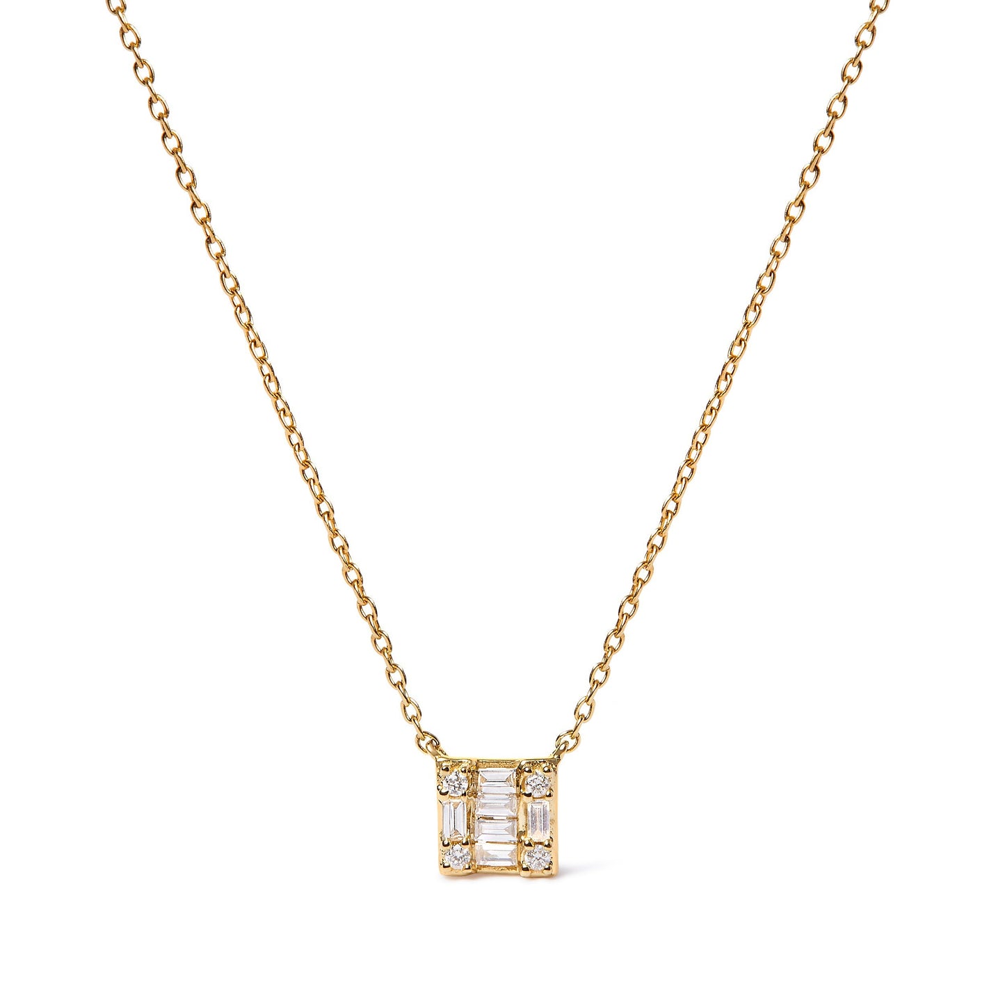 10K Yellow Gold Diamond Mosaic Pendant Necklace - 18"