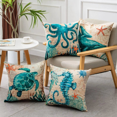 Mandotos Sea Turtle Printed Cushion Covers for Elegant Home Decor