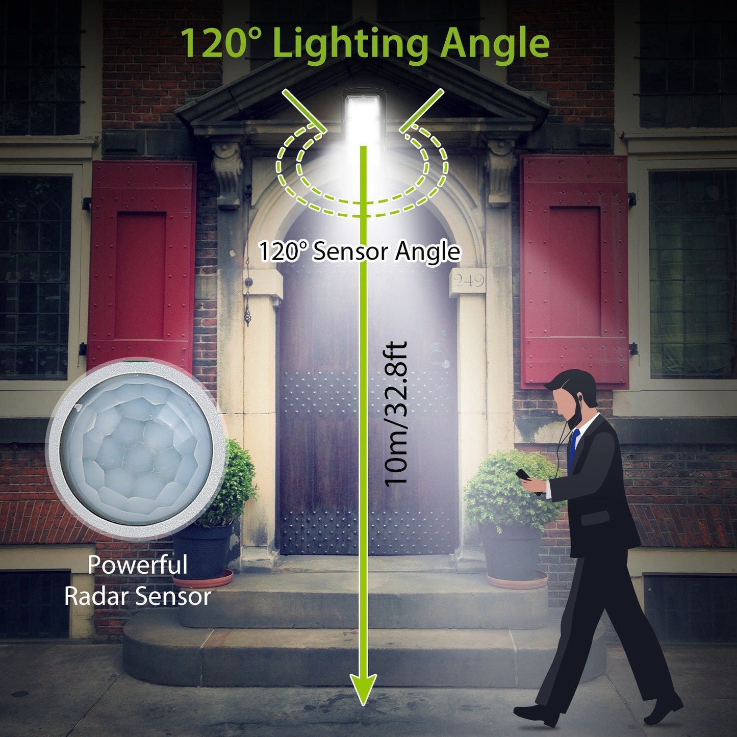 Solar Street Path Light with Radar Sensor - 180 LEDs