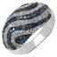 1.34 Carat Genuine Blue & White Diamond Sterling Silver Ring